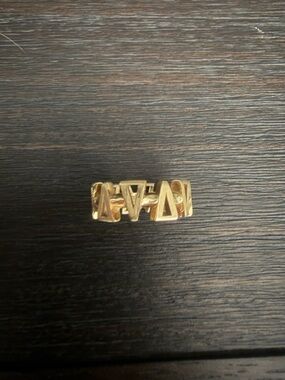18K Solid Gold Geometric Pattern Women's Ring - Elegant Gold Band